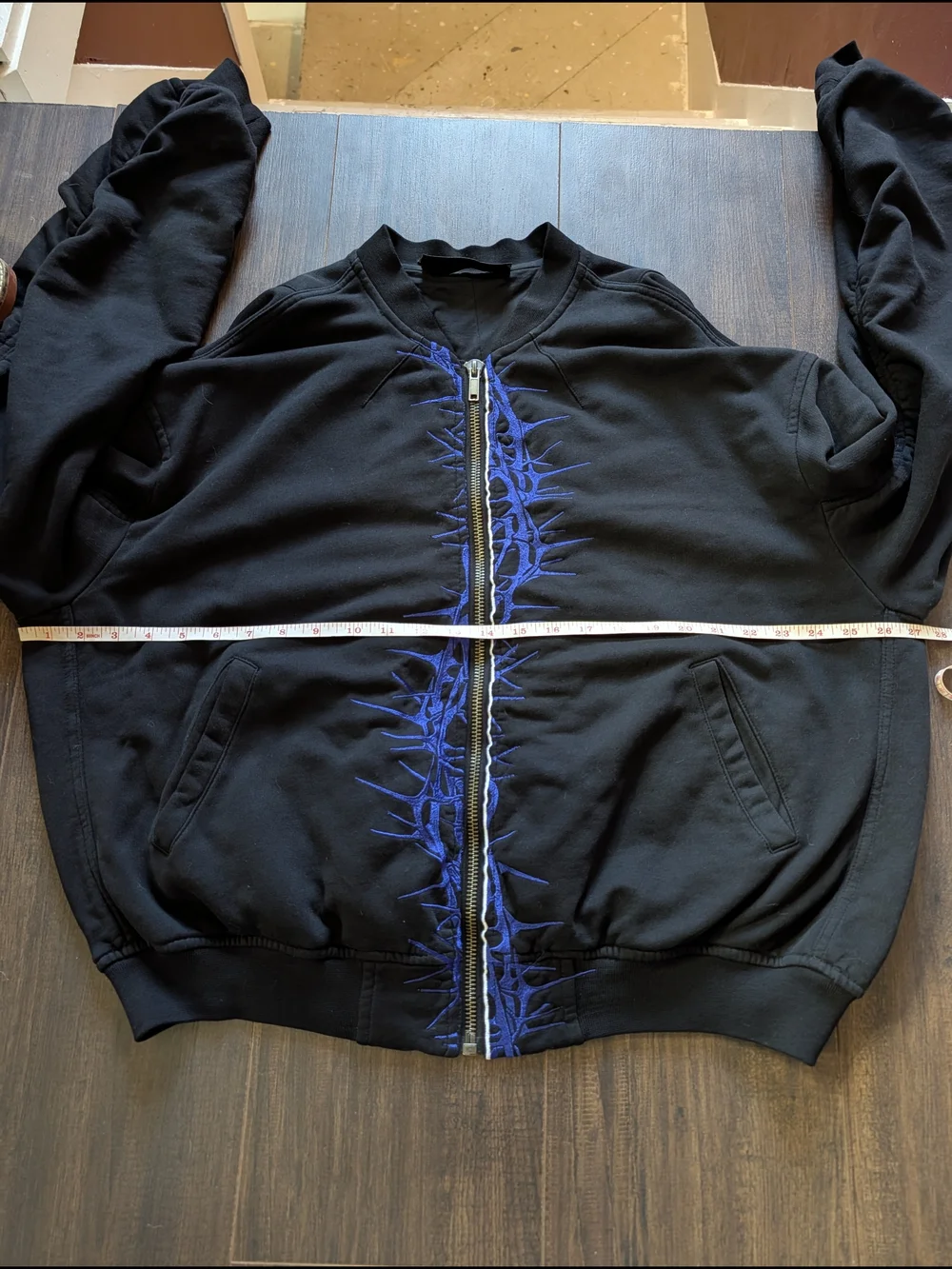 Haider Ackermann Black Silk Lined Tribal Thorn Embroidered Bomber Jacket S